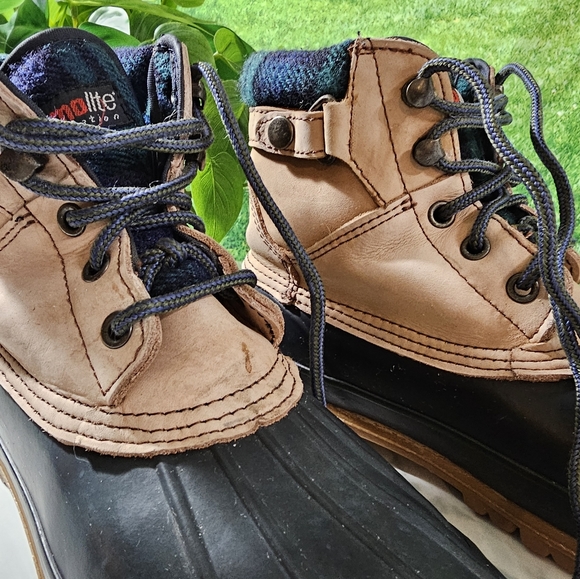 Northwest Territory Duck Boots Mens Size 8 Beige Insulated Leather Plaid Lined - Picture 4 of 10